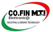 Logo con ellissi rossa e nera. Al centro scritta "Co.Fin Elettronica s.r.l. - MTI".